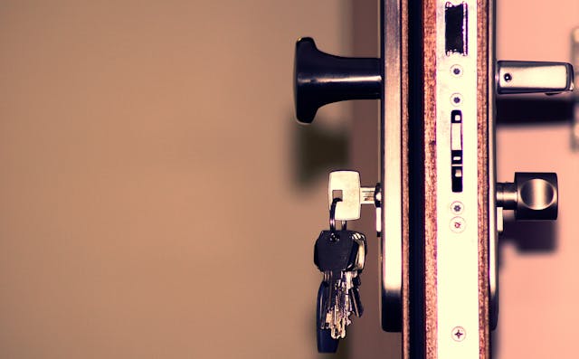 a close-up on a door lock